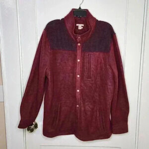 Carbon 2 Cobalt Shirt Mens XL Burgundy Knit Fleece Snap Heavy Weight Shacket